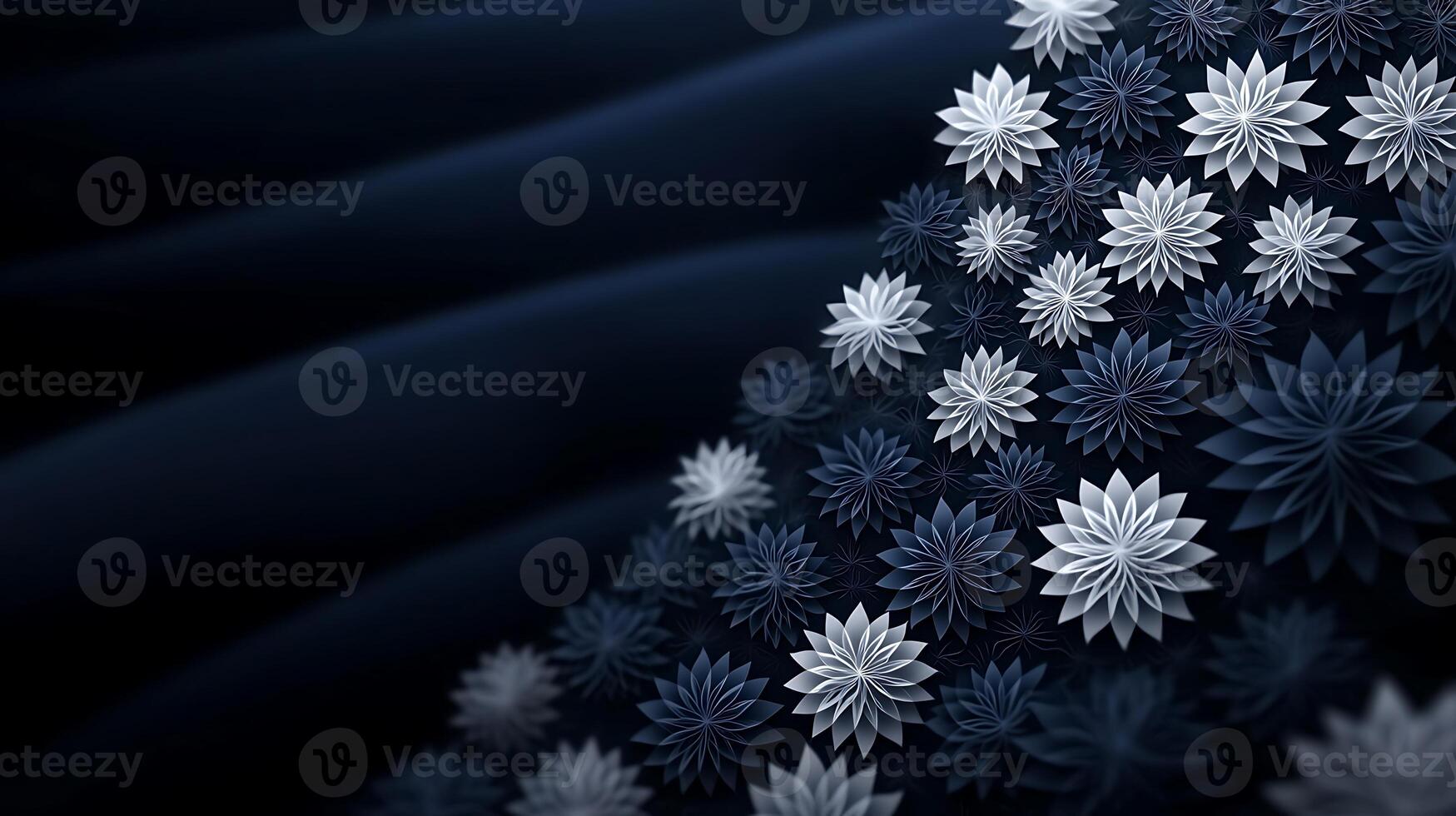 Abstract floral design with layered petals in blue and white, creating a serene background effect photo