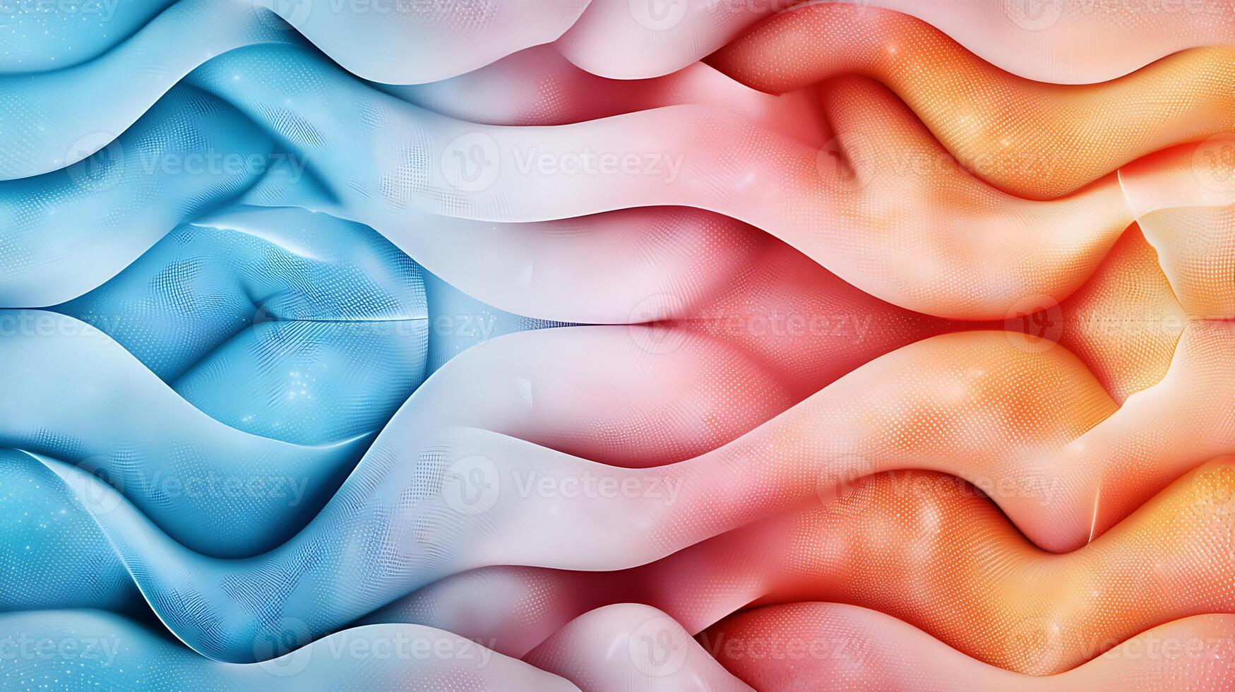 Abstract flowing fabric in blue and red hues creating a dynamic wave pattern with soft lighting photo