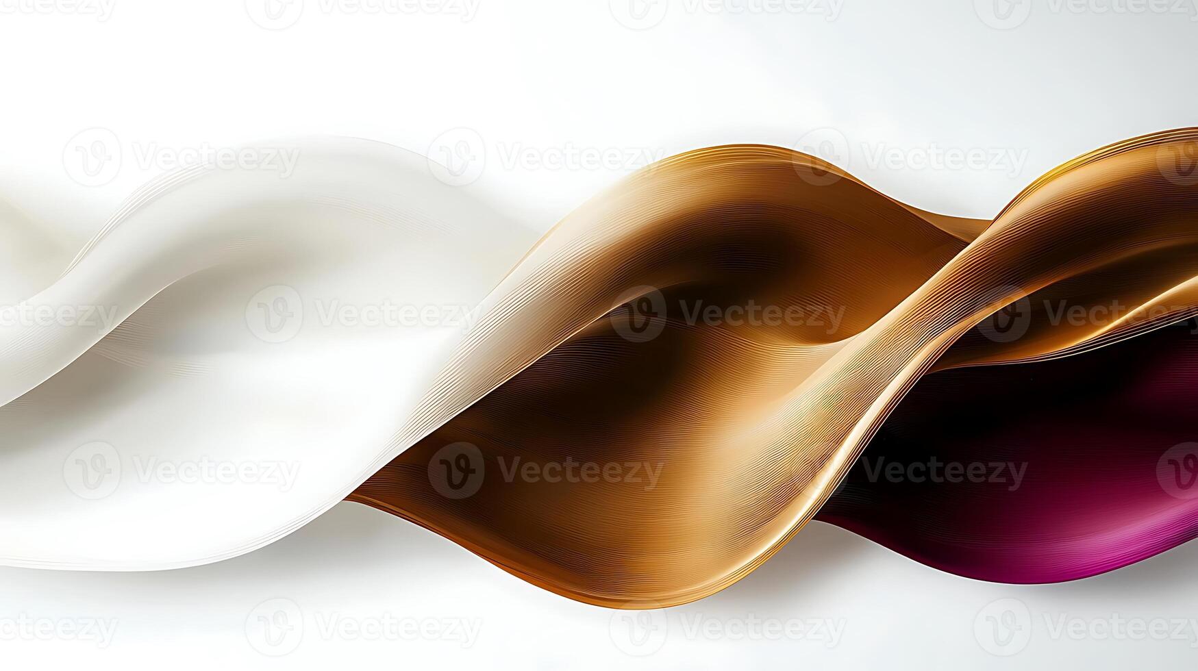 Abstract flowing waves of white, gold, and burgundy colors creating a dynamic visual effect photo