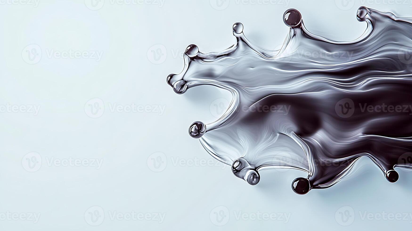 Abstract fluid shape with glossy texture flowing across a light background, evoking motion and elegance photo
