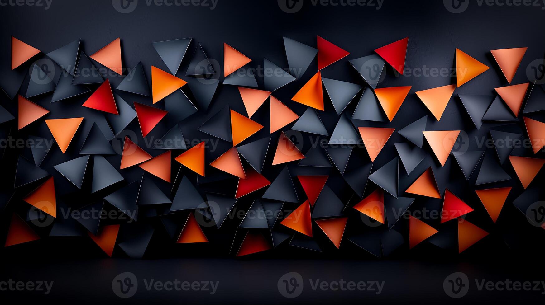 Abstract geometric background with red, orange, and black triangular shapes creating depth and contrast photo