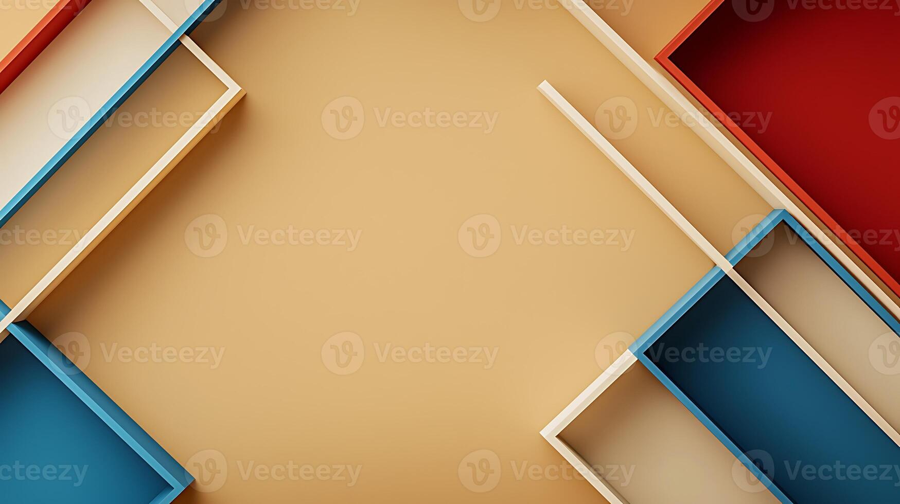Abstract geometric composition with colorful frames on a warm background, ideal for design use photo