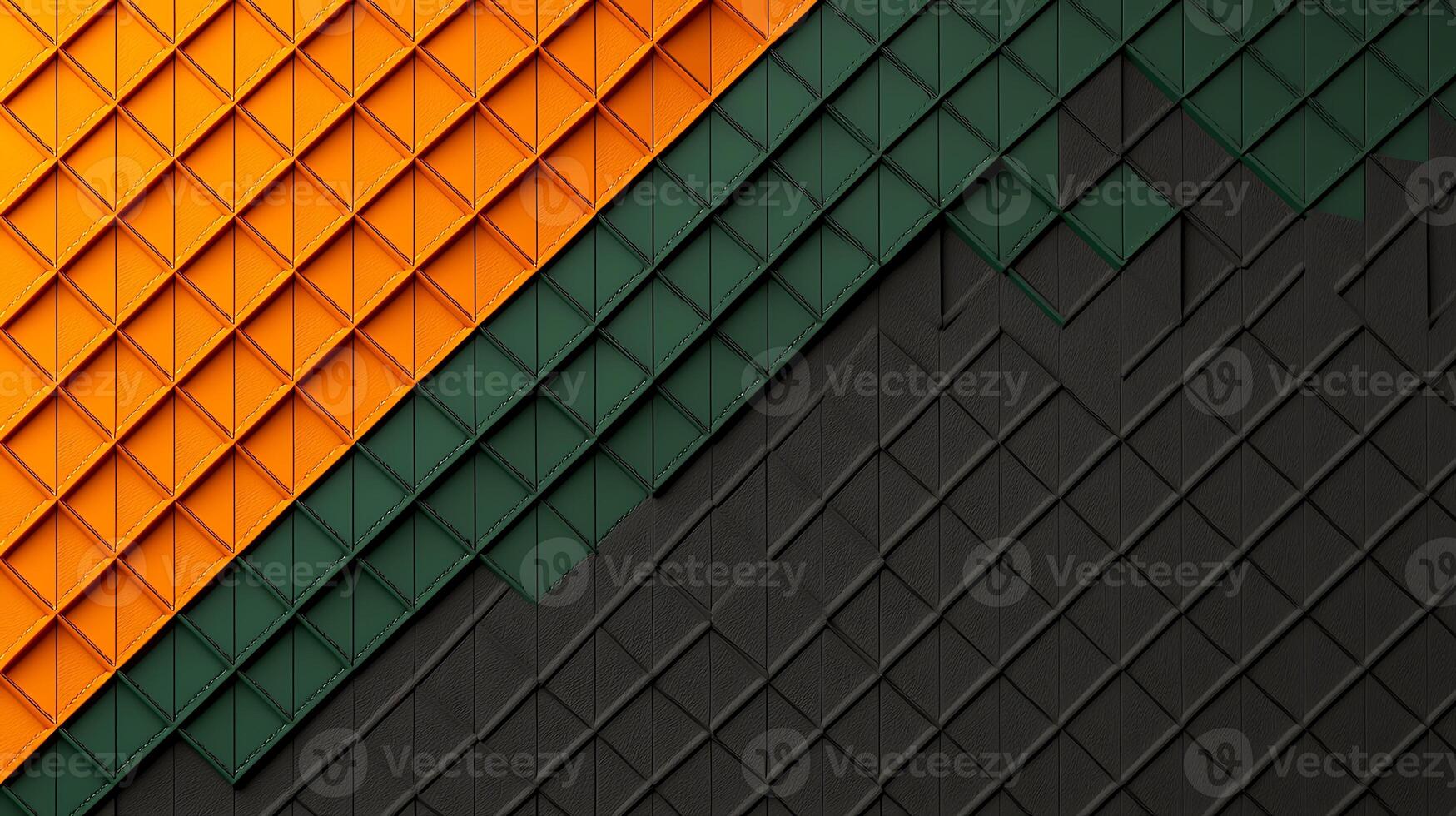 Abstract geometric pattern featuring triangular shapes in orange, green, and black colors photo