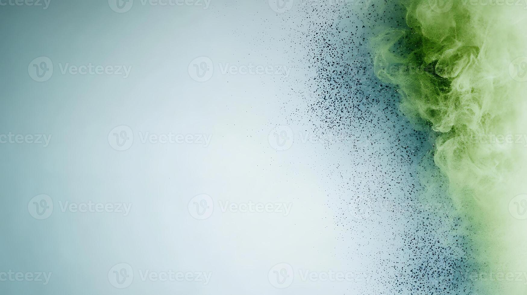 Abstract green smoke swirling against a light background, creating a dynamic visual effect photo