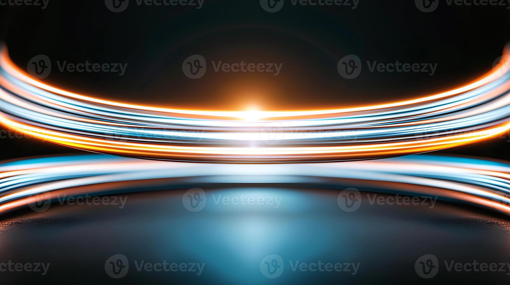 Abstract light trails create a dynamic visual effect, illuminating a dark background photo