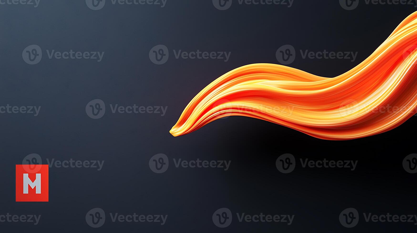 Abstract orange wave flowing across a dark background, suggesting motion and creativity photo