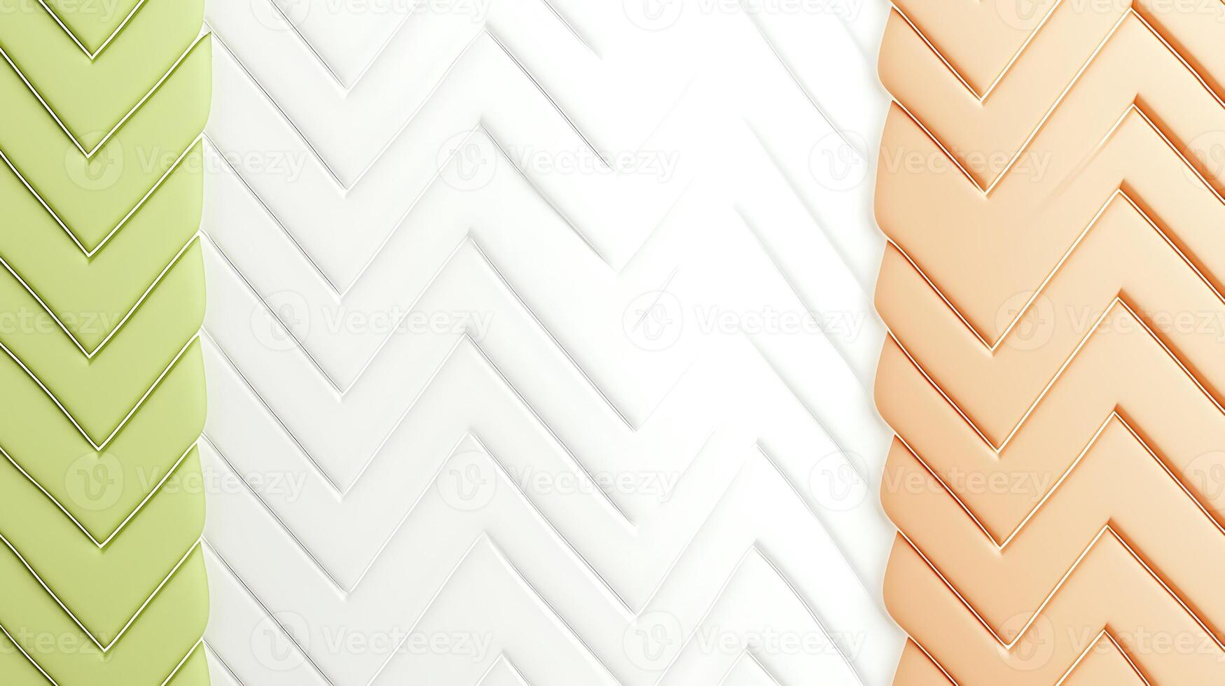 Abstract pattern of zigzag lines in green, white, and orange colors, creating a modern design photo