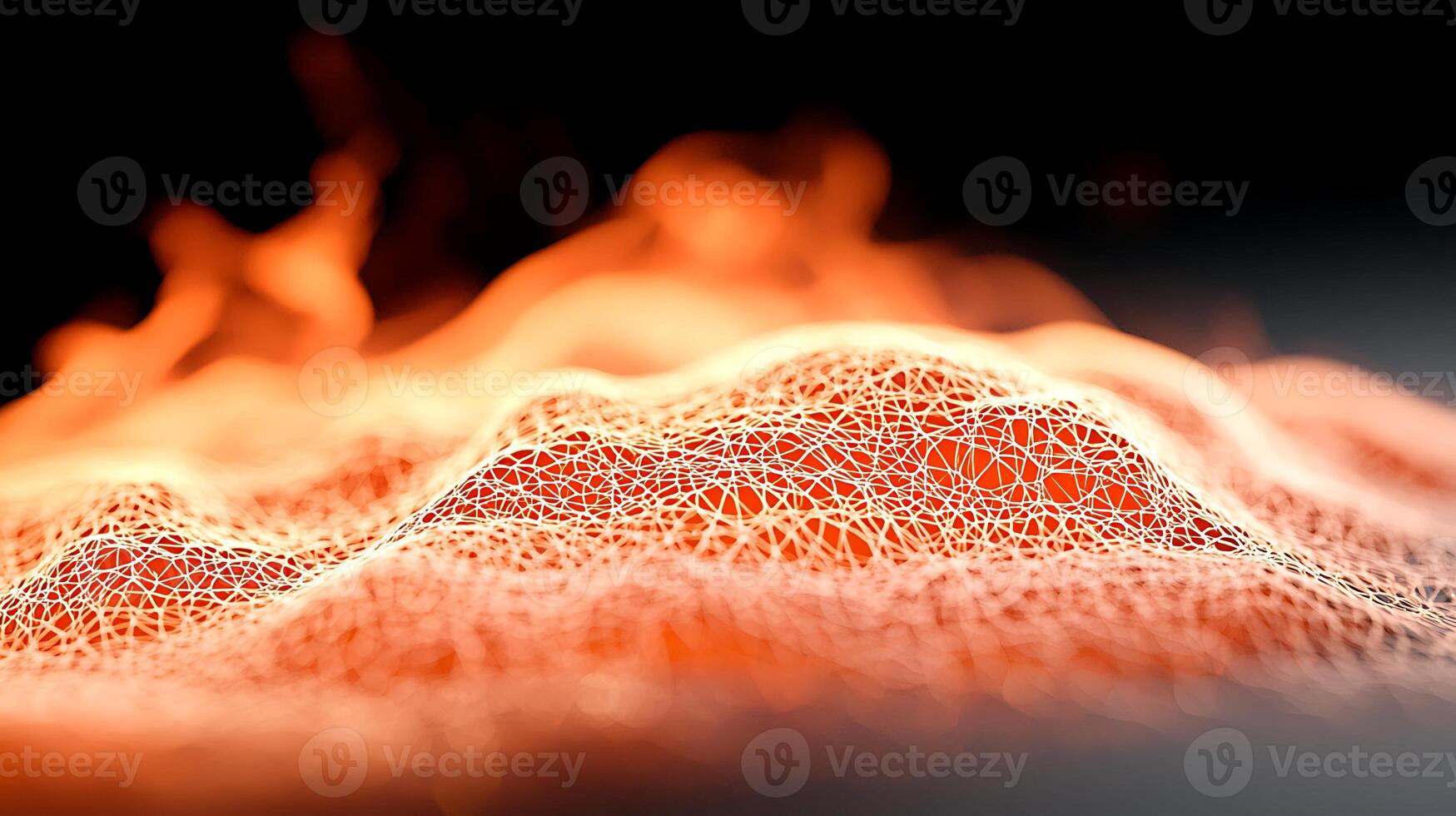 Abstract representation of flowing lava with intricate textures and glowing embers in the background photo