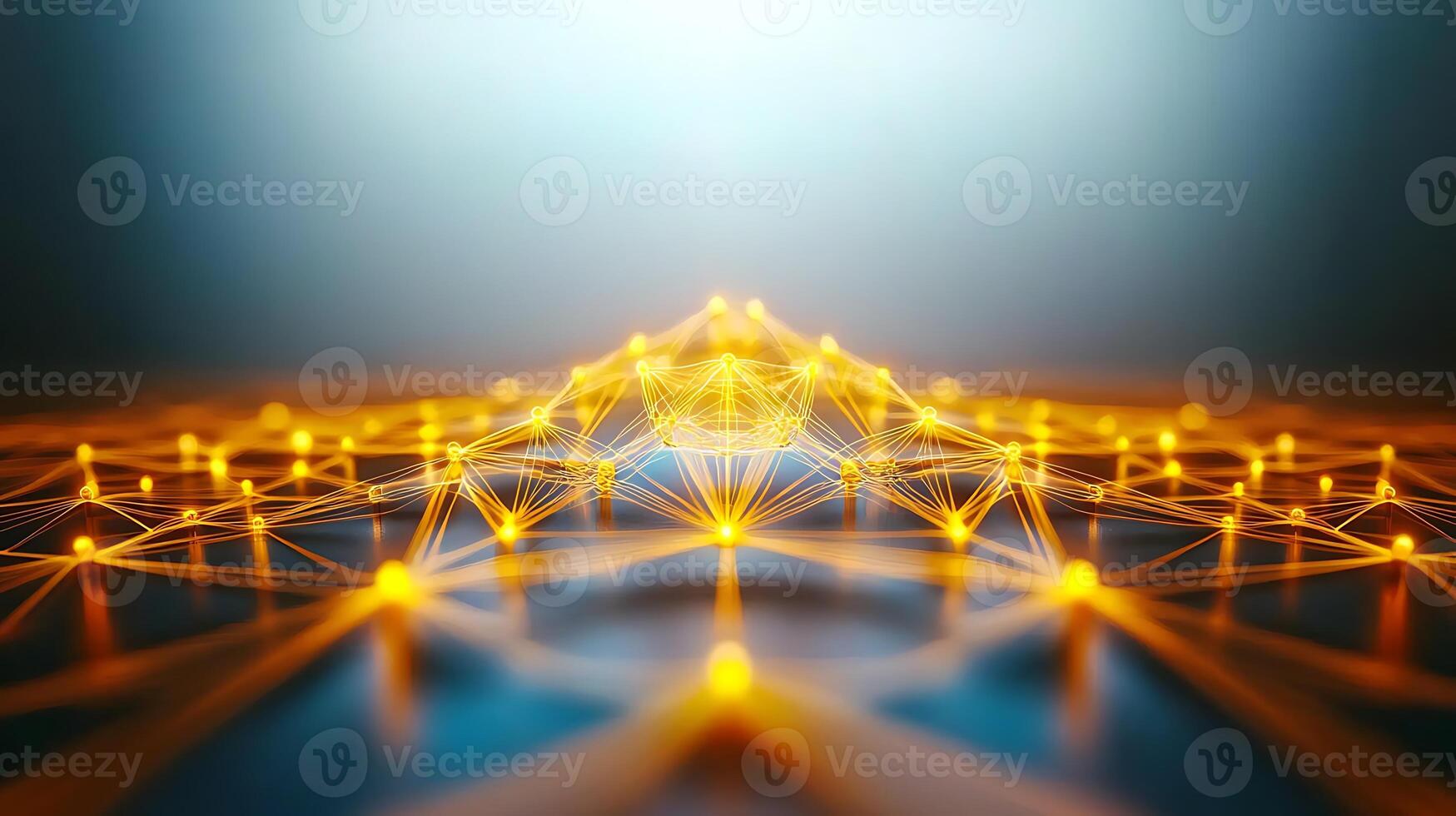Abstract representation of interconnected nodes and lines forming a glowing network in a digital space photo