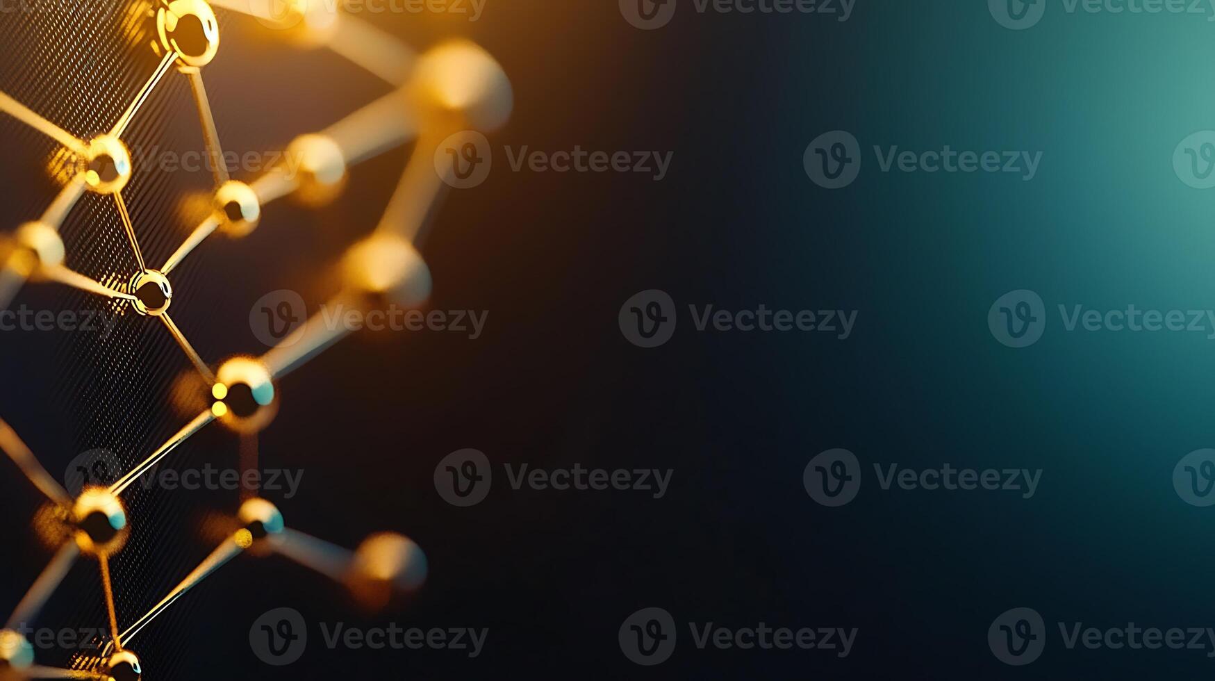 Abstract representation of interconnected molecular structures with a gradient background photo