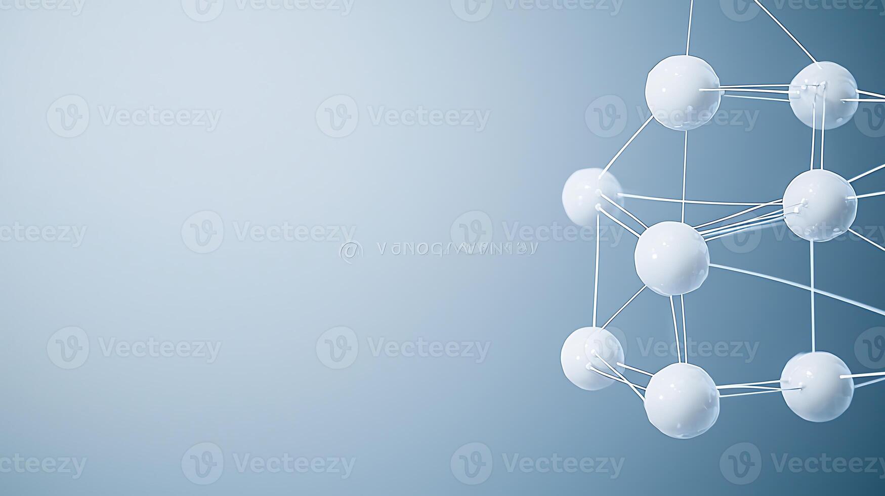 Abstract representation of molecular structure against a soft blue gradient background photo