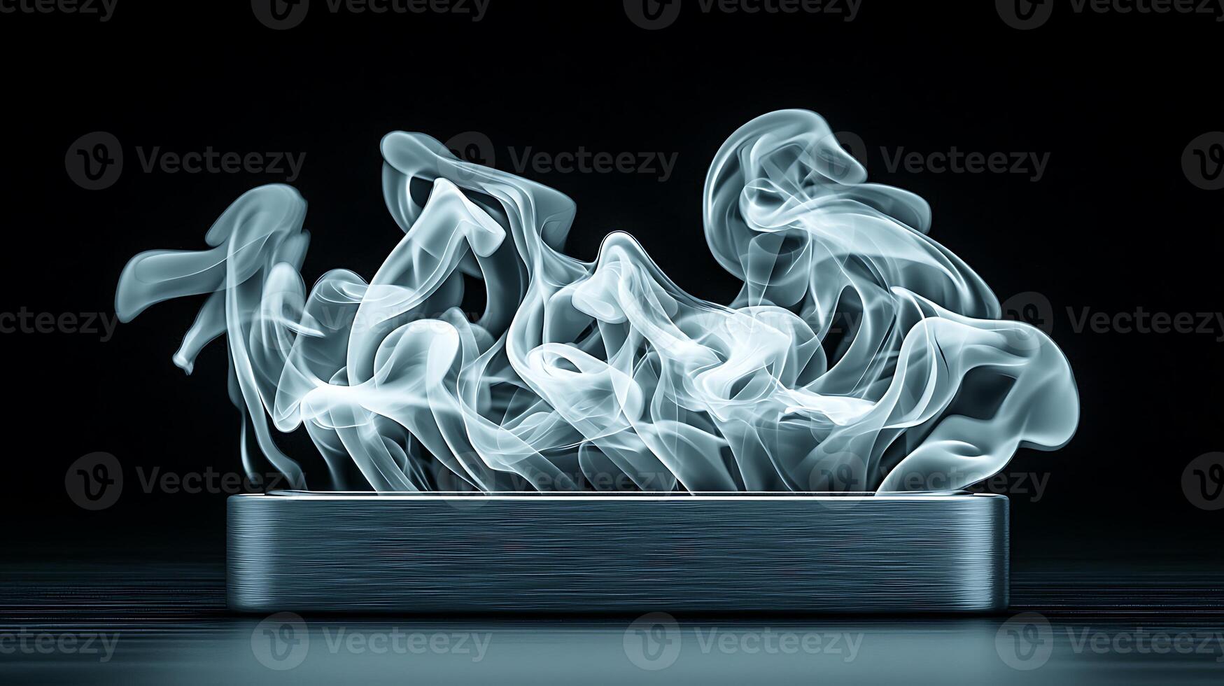 Abstract representation of smoke swirling above a metallic base, creating a dynamic visual effect photo