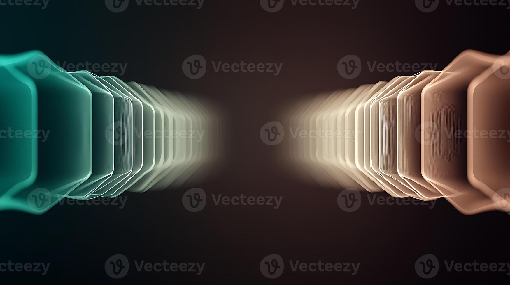 Abstract visual representation of layered shapes creating a tunnel effect with glowing edges photo