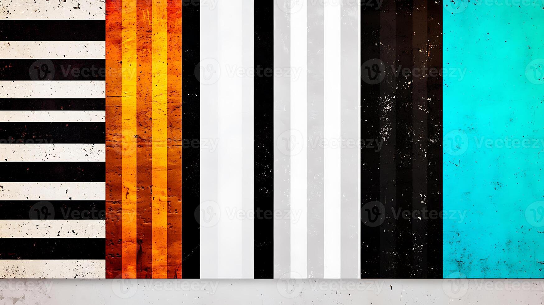 Abstract wall art featuring vertical stripes in various colors and textures, creating a modern aesthetic photo