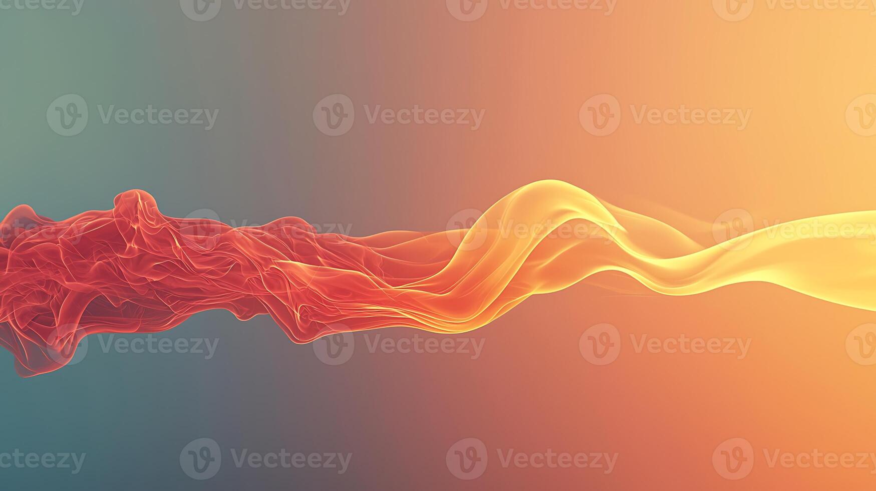 Abstract wave of vibrant orange and yellow colors blending into a serene gradient background photo