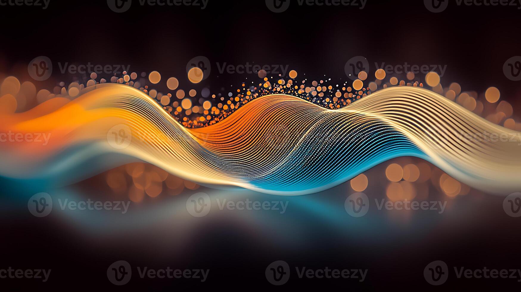 Abstract wave design with vibrant colors and soft bokeh lights creating a dreamy atmosphere photo