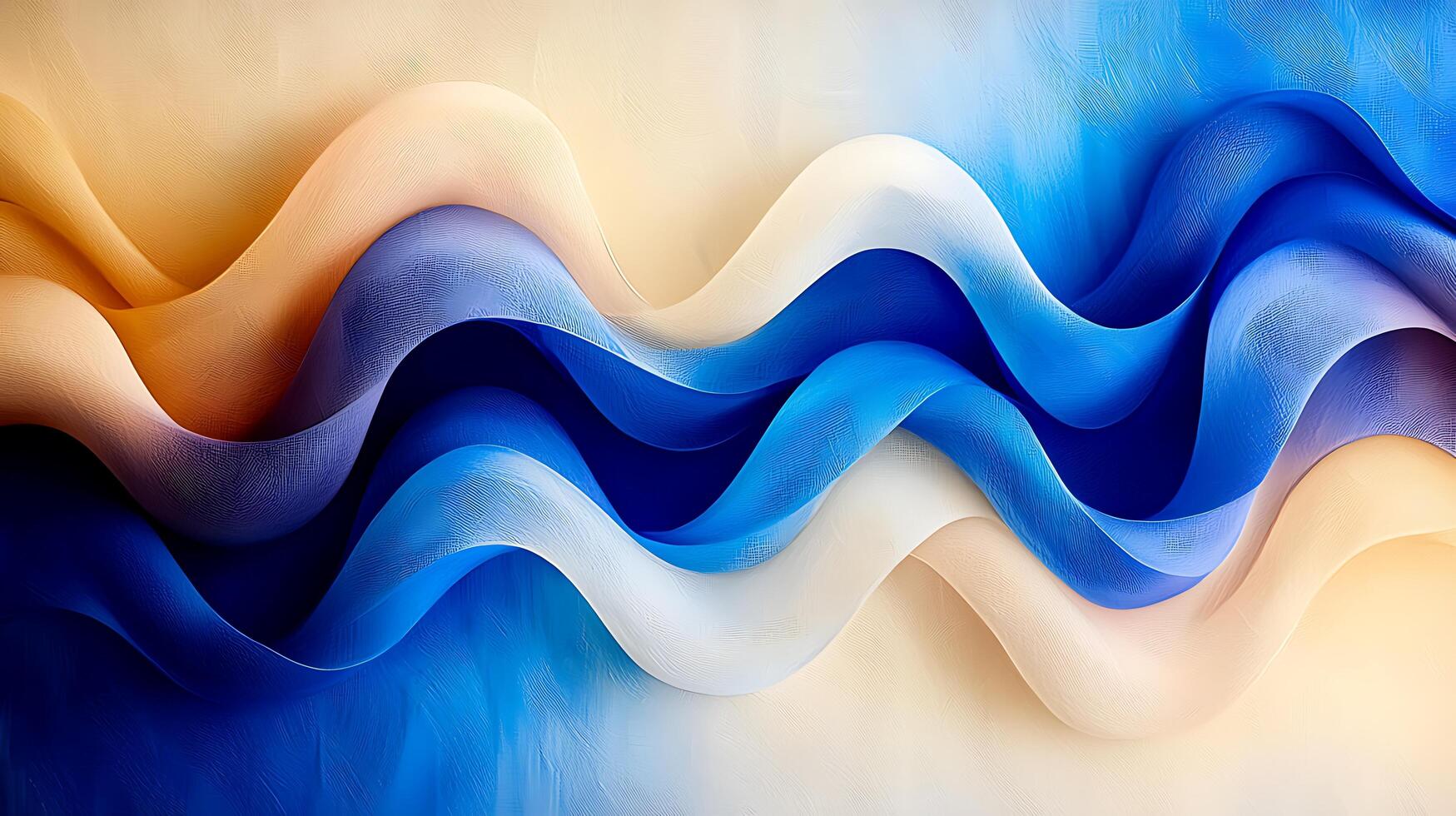 Abstract waves of blue and beige fabric flow seamlessly, creating a serene and calming background photo