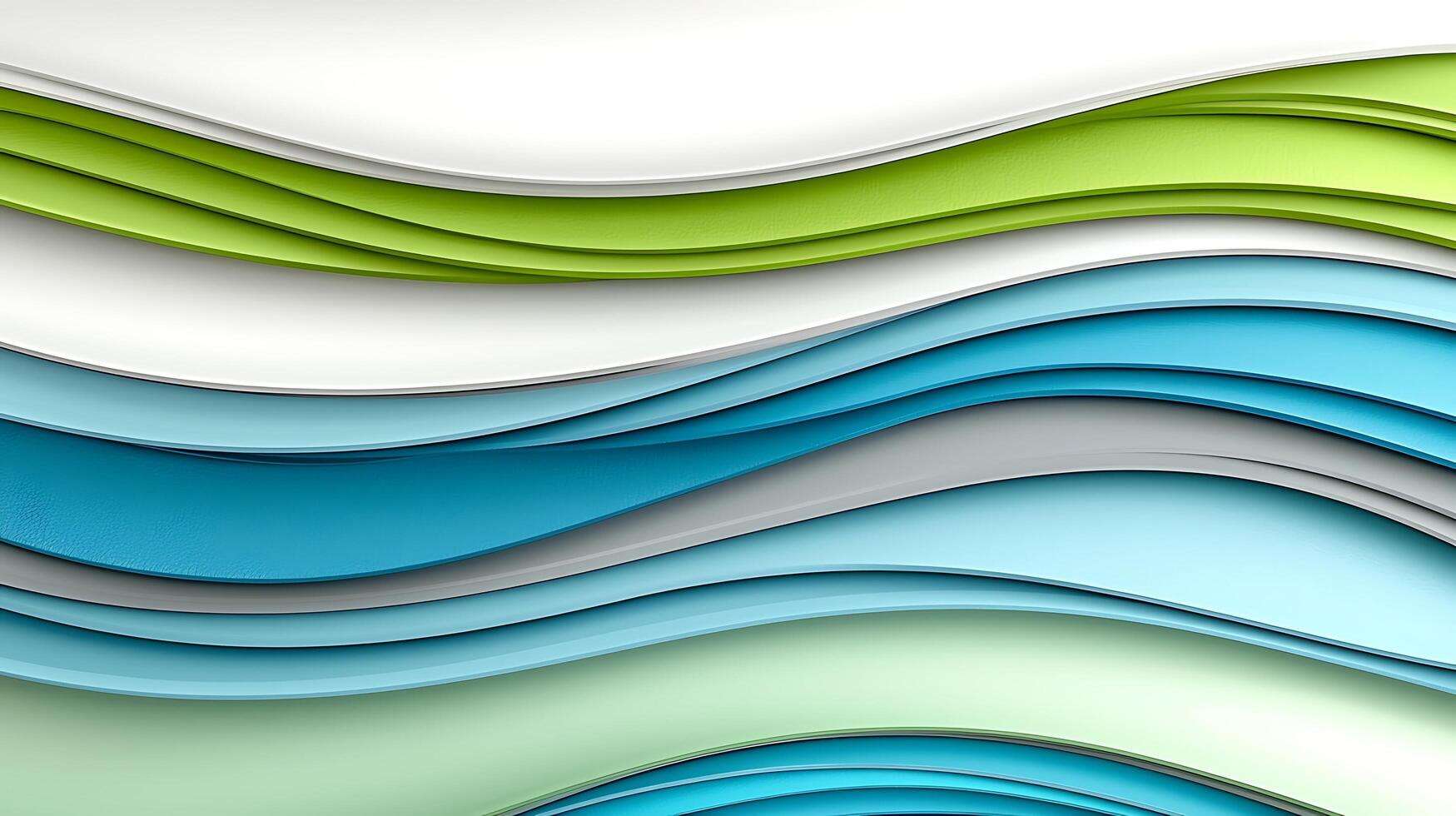 Abstract waves of green, blue, and white colors flowing seamlessly, creating a serene background photo
