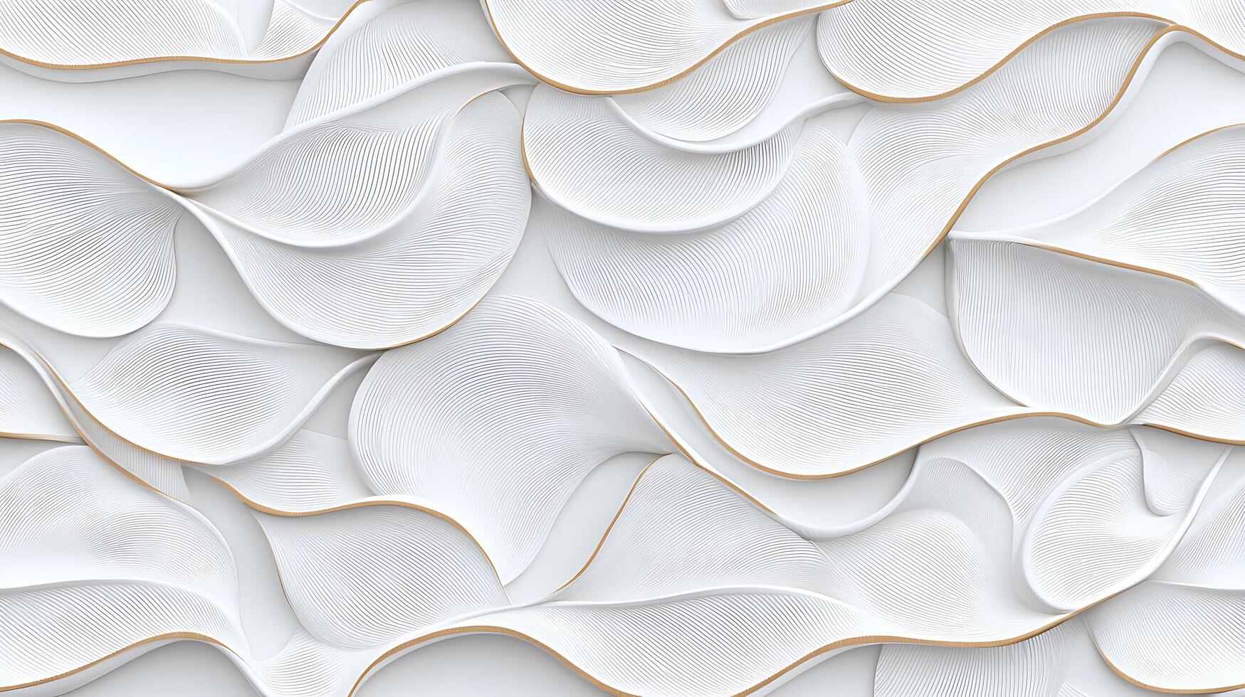 Abstract white textured background with flowing curves and subtle golden accents, ideal for design photo