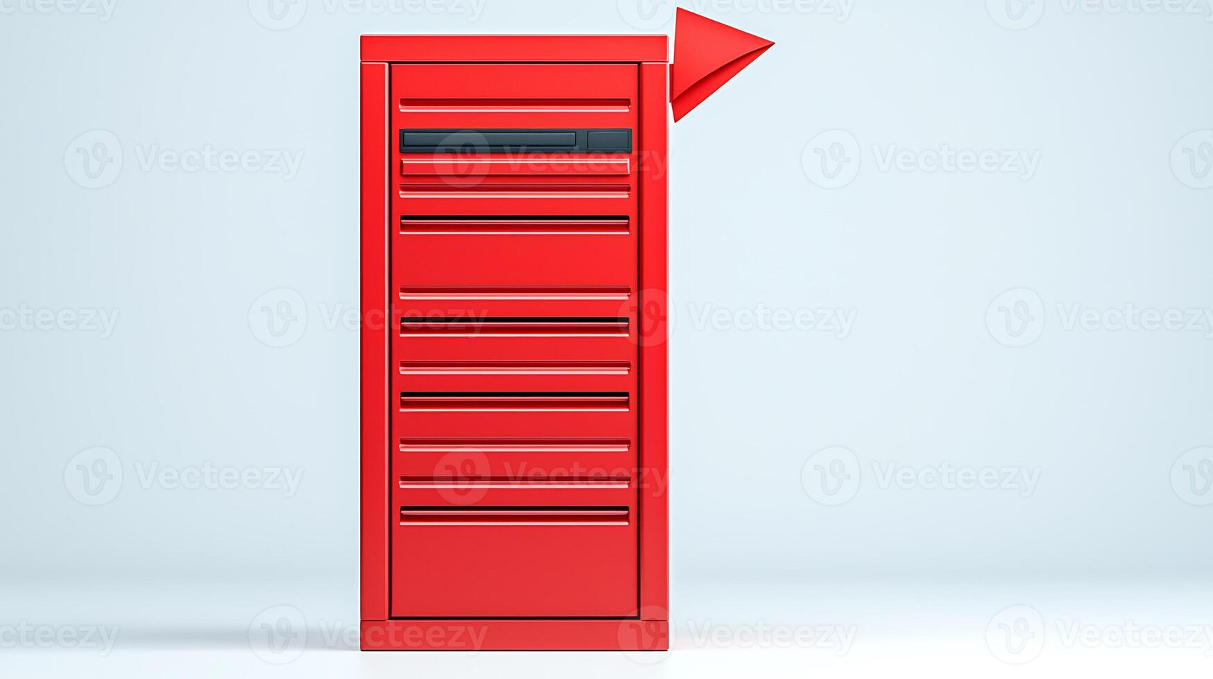 Bright red toolbox with multiple drawers positioned against a light background, symbolizing organization photo