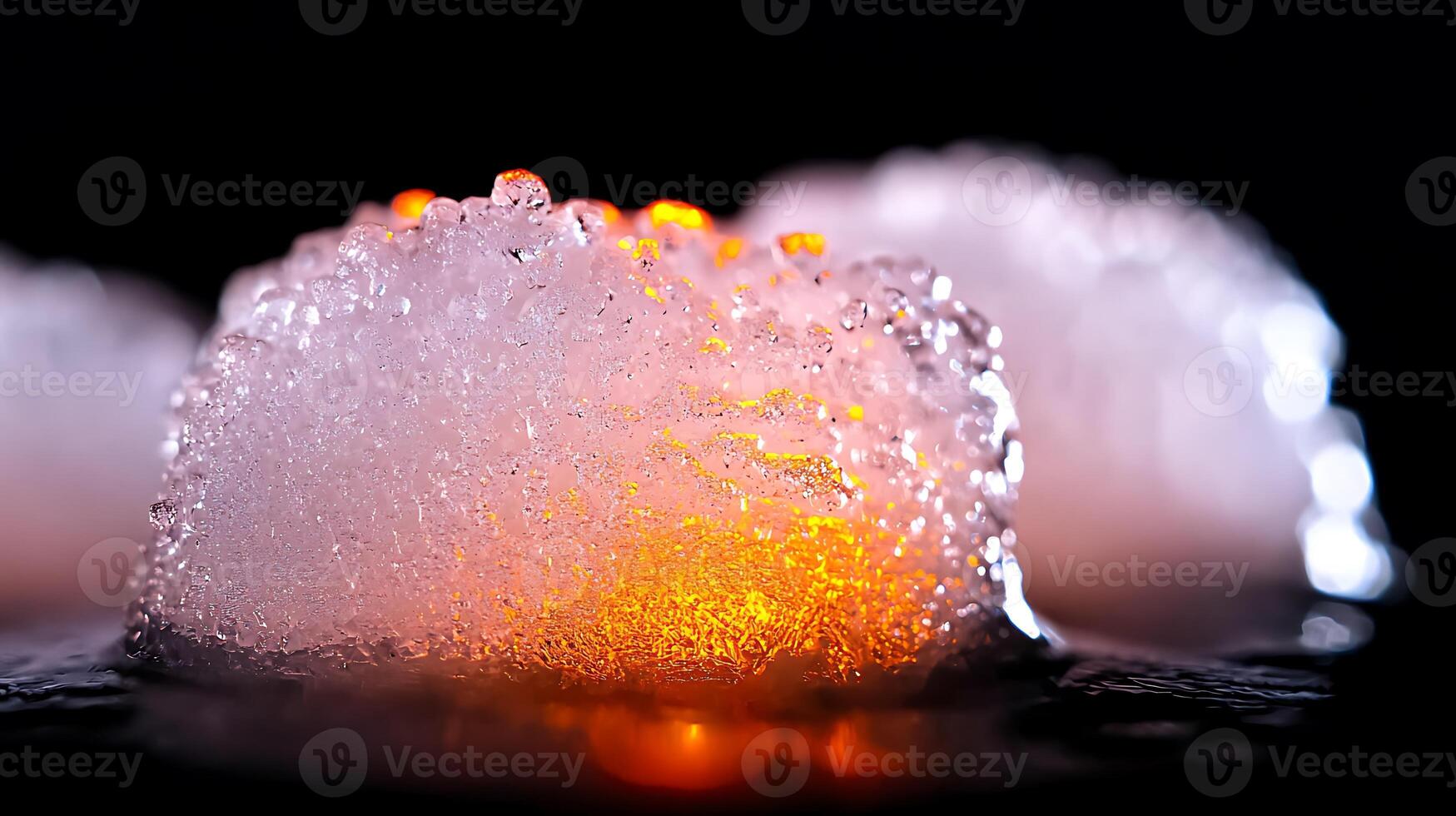 Bubbles illuminated in vibrant orange glow, creating a captivating abstract scene in darkness photo