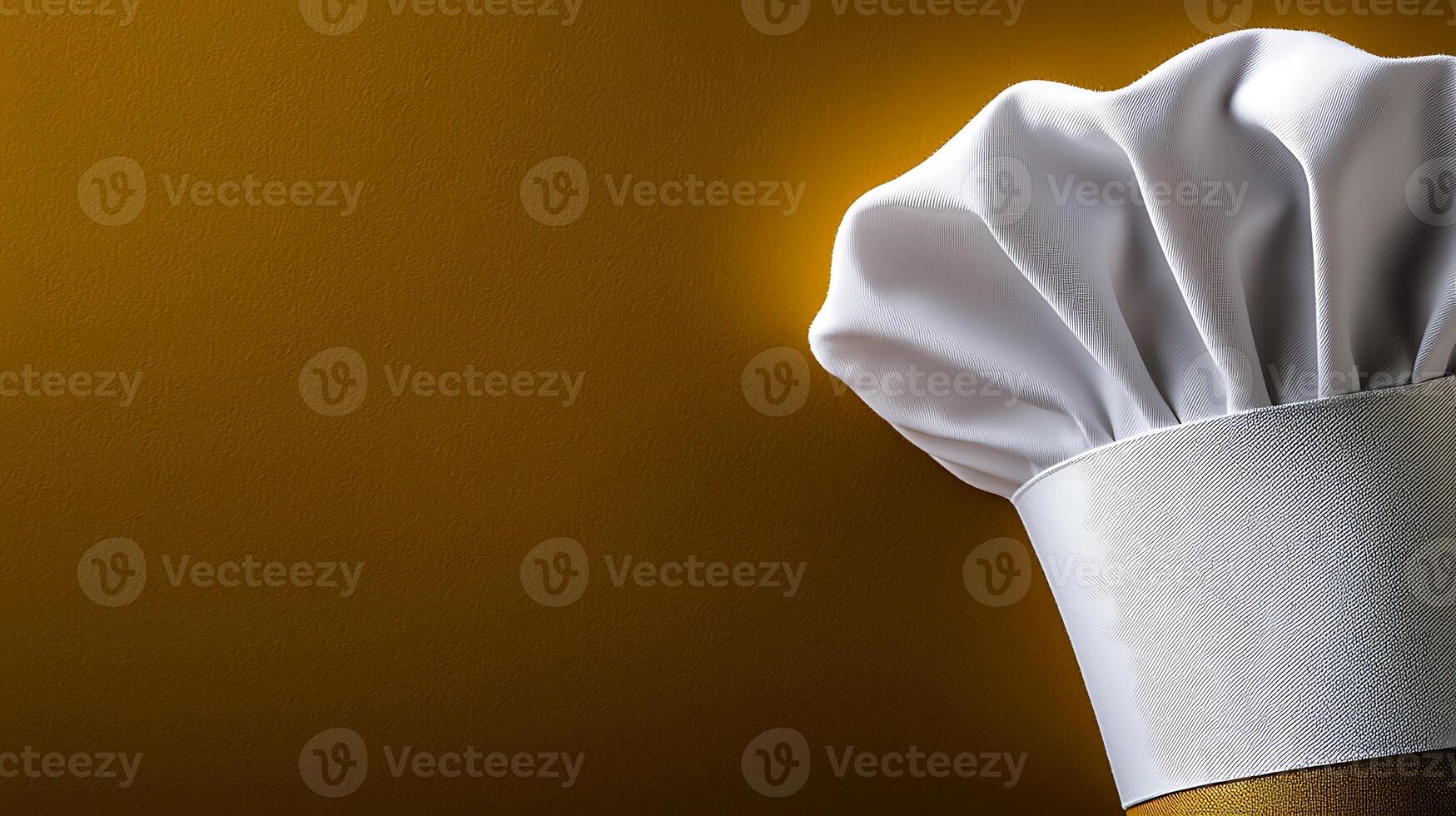 Chef's hat against a warm yellow background, symbolizing culinary creativity and professionalism photo