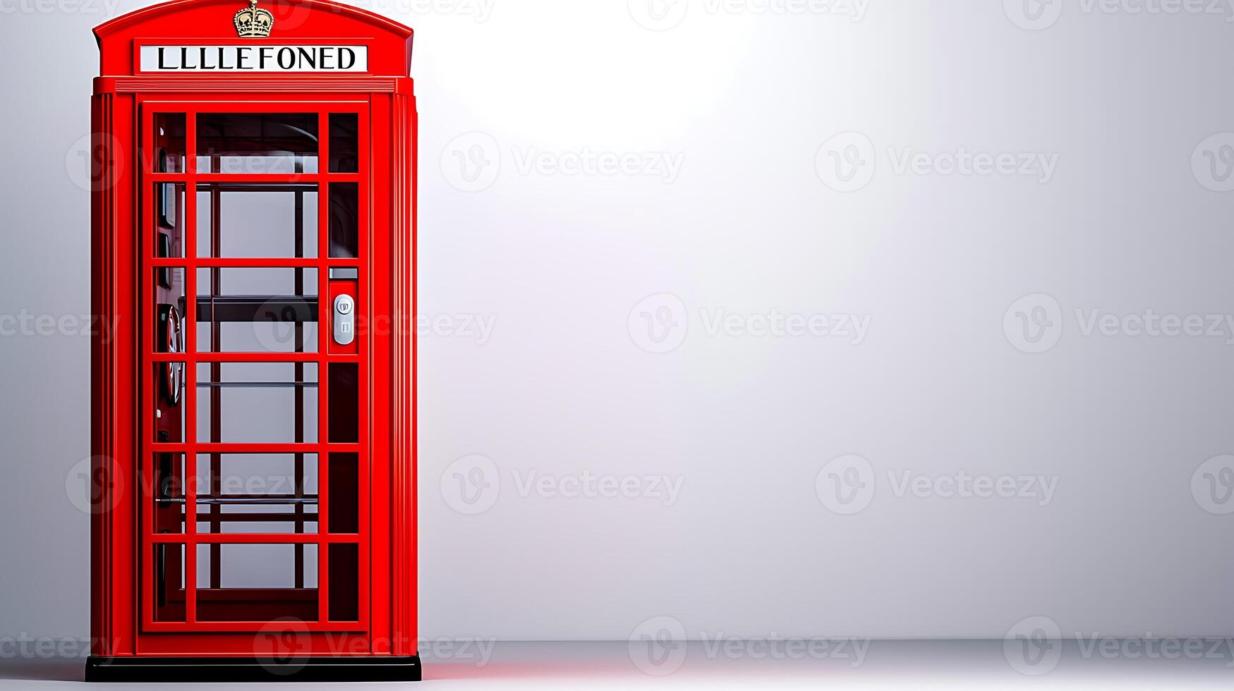Classic red telephone booth standing alone against a minimalist background, evoking nostalgia photo