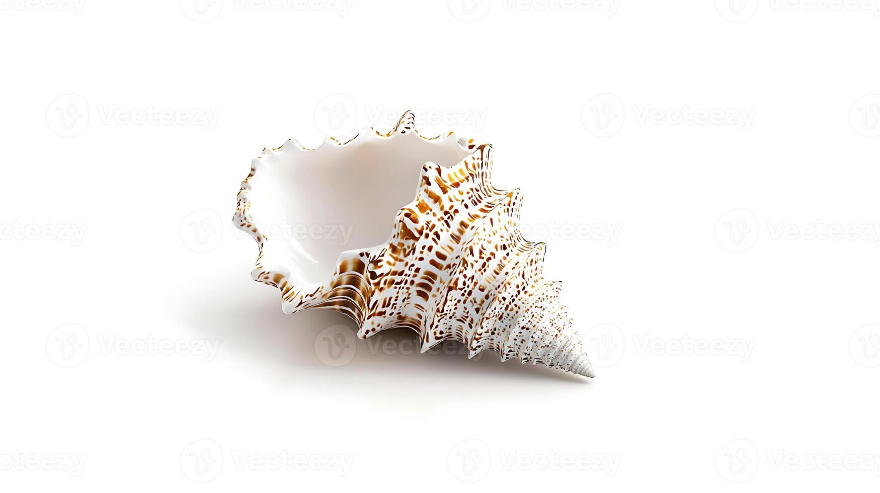 Close-up of a beautifully detailed sea shell showcasing intricate patterns and textures photo