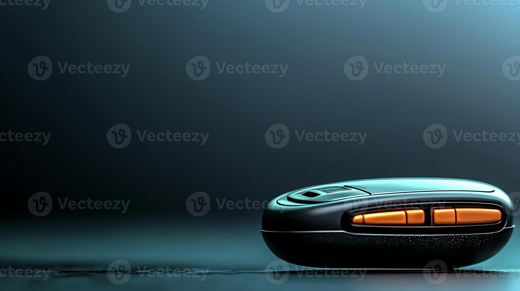 Close-up of a sleek, modern device on a smooth surface with soft lighting and shadows photo