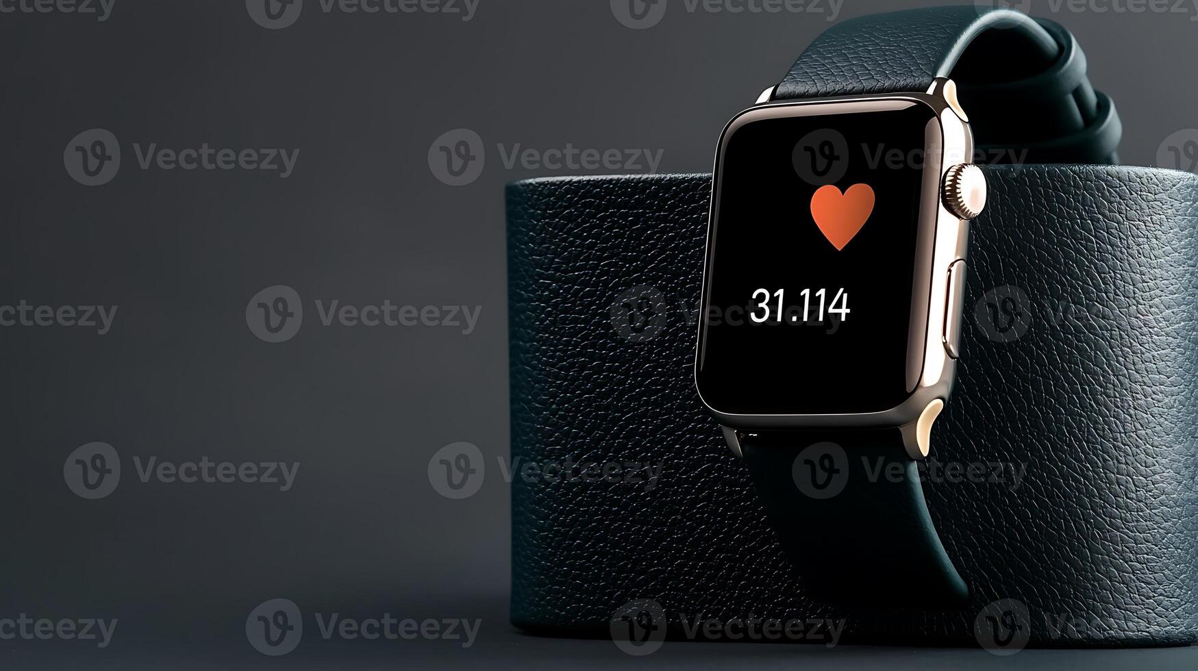Close-up of a smartwatch displaying heart rate metrics against a textured background photo