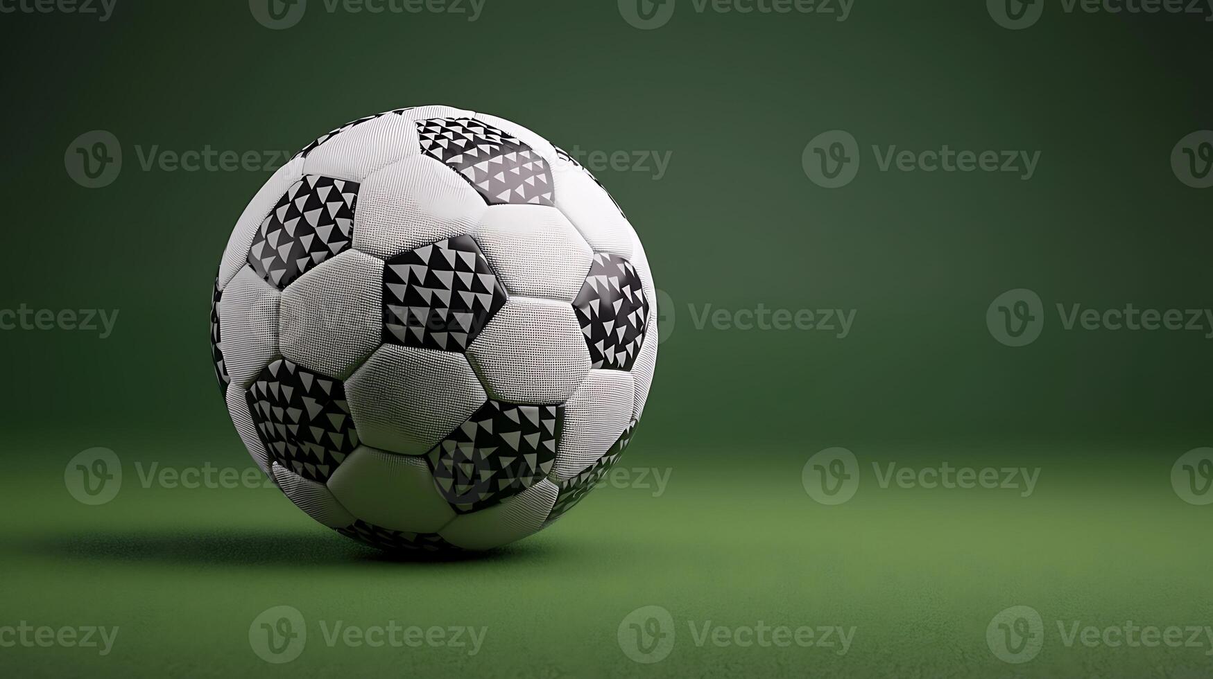 Close-up of a soccer ball on a green background, emphasizing its design and texture photo