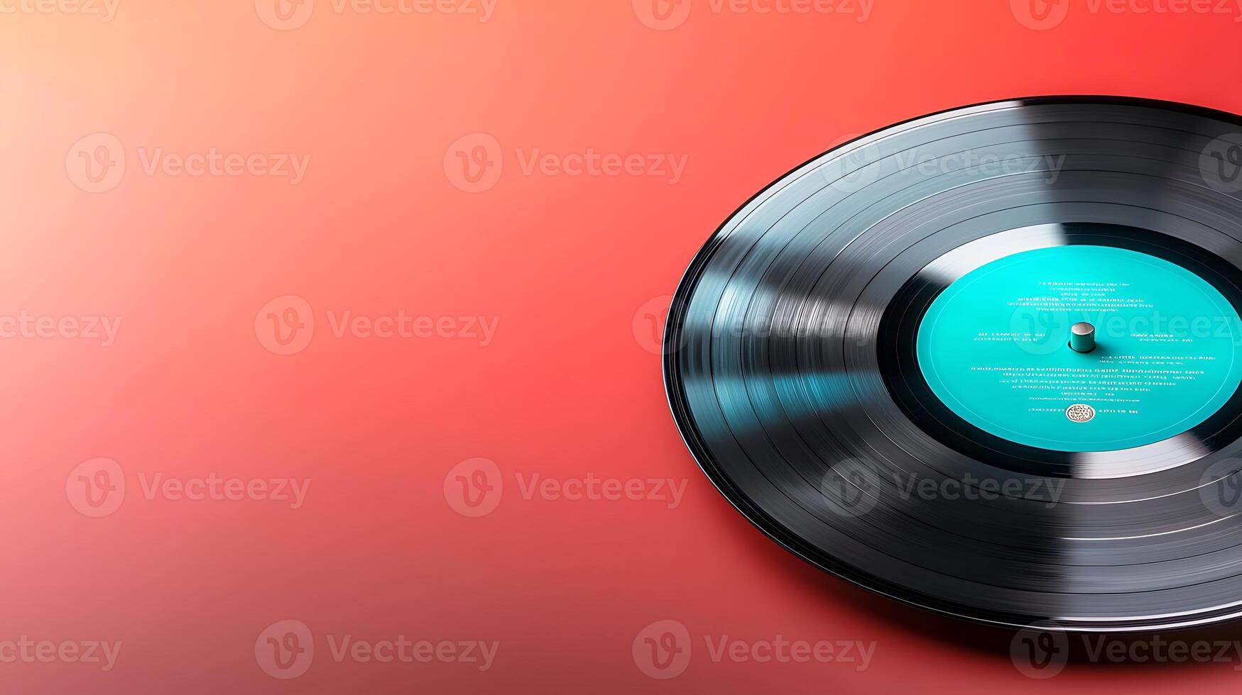 Close-up of a spinning vinyl record on a vibrant gradient background, capturing musical nostalgia photo