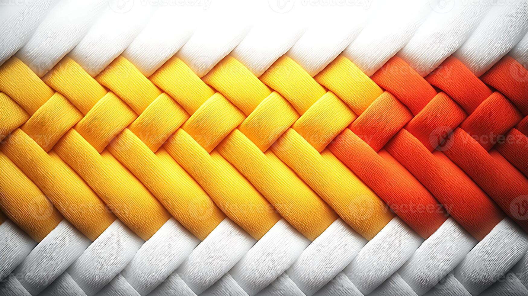 Close-up of a vibrant woven textile featuring yellow, orange, and white patterns, ideal for design use photo