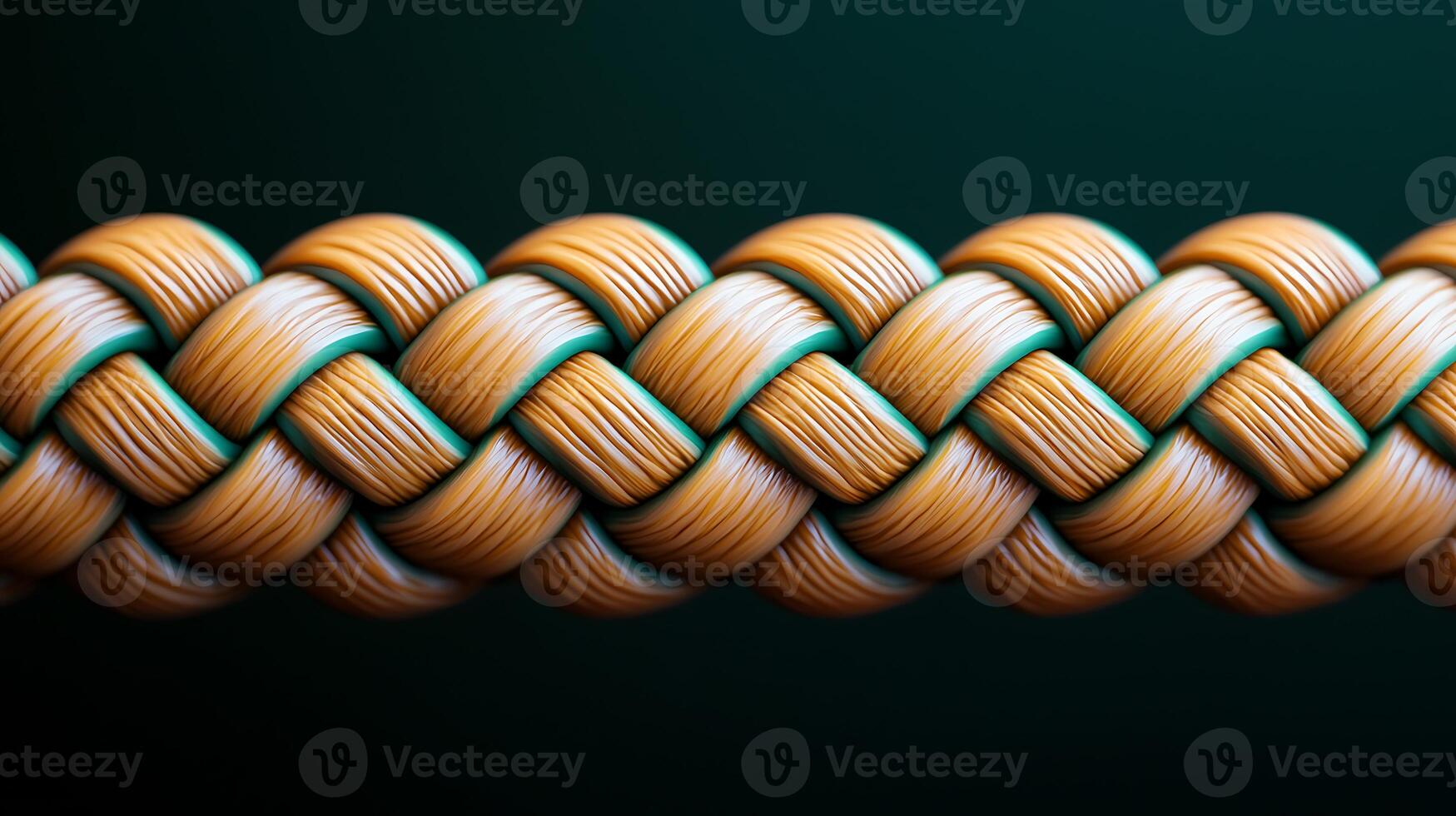Close-up of intricately braided rope showcasing texture and color against a dark background photo
