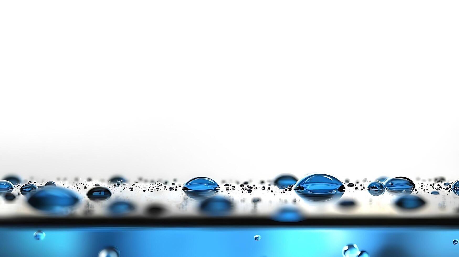 Close-up of shimmering water droplets on a smooth surface with a blurred background photo