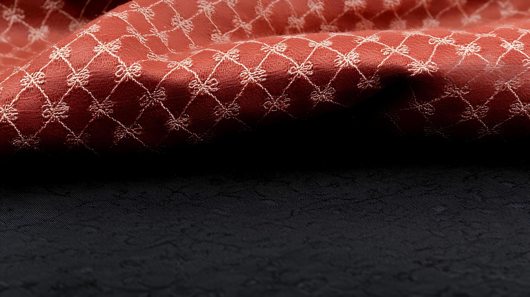 Close-up of textured fabric draped elegantly over a dark surface, showcasing intricate patterns photo