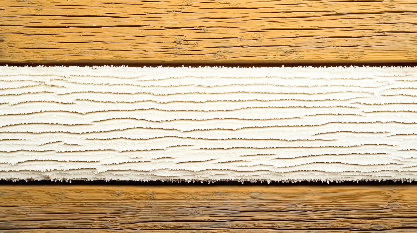 Close-up of textured wooden planks with a white painted strip, showcasing natural patterns photo