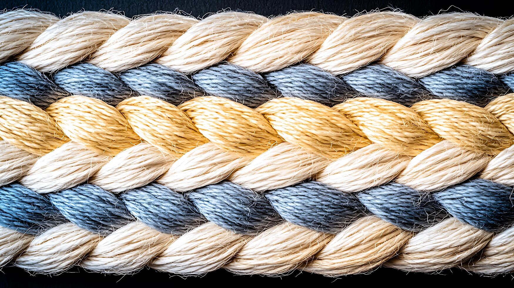 Close-up view of a braided rope showcasing intricate patterns and color variations photo
