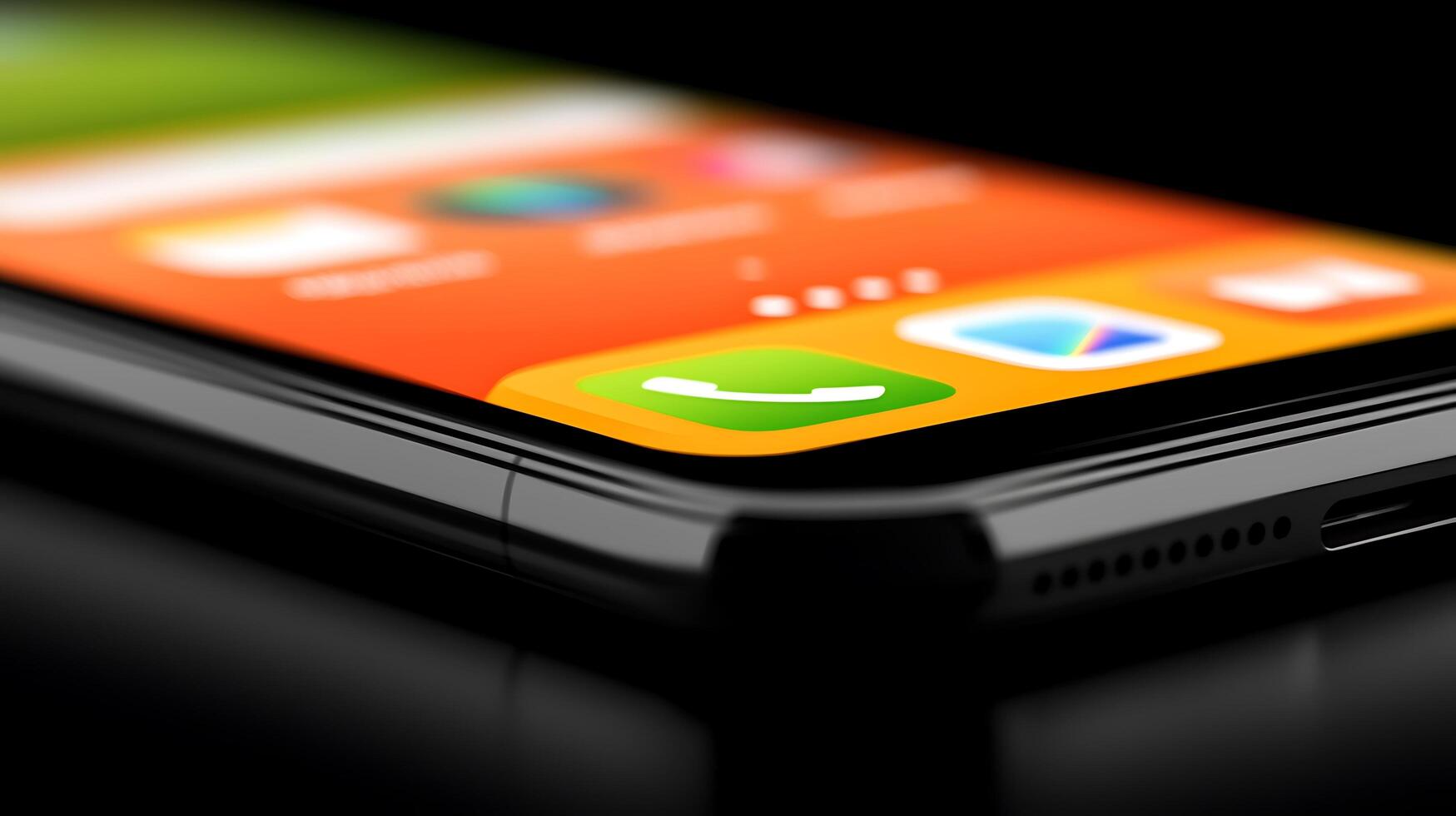 Close-up view of a modern smartphone showcasing vibrant app icons and sleek design photo