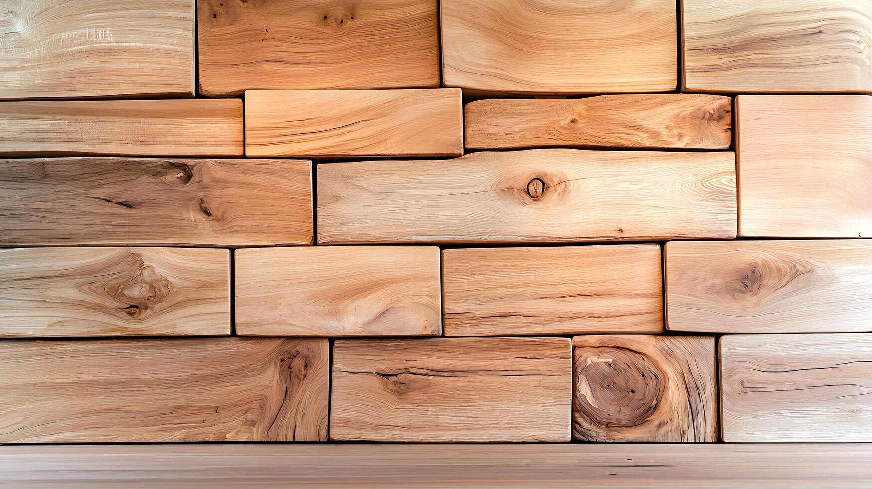 Close-up view of a textured wooden wall featuring various shades and grains, ideal for design use photo