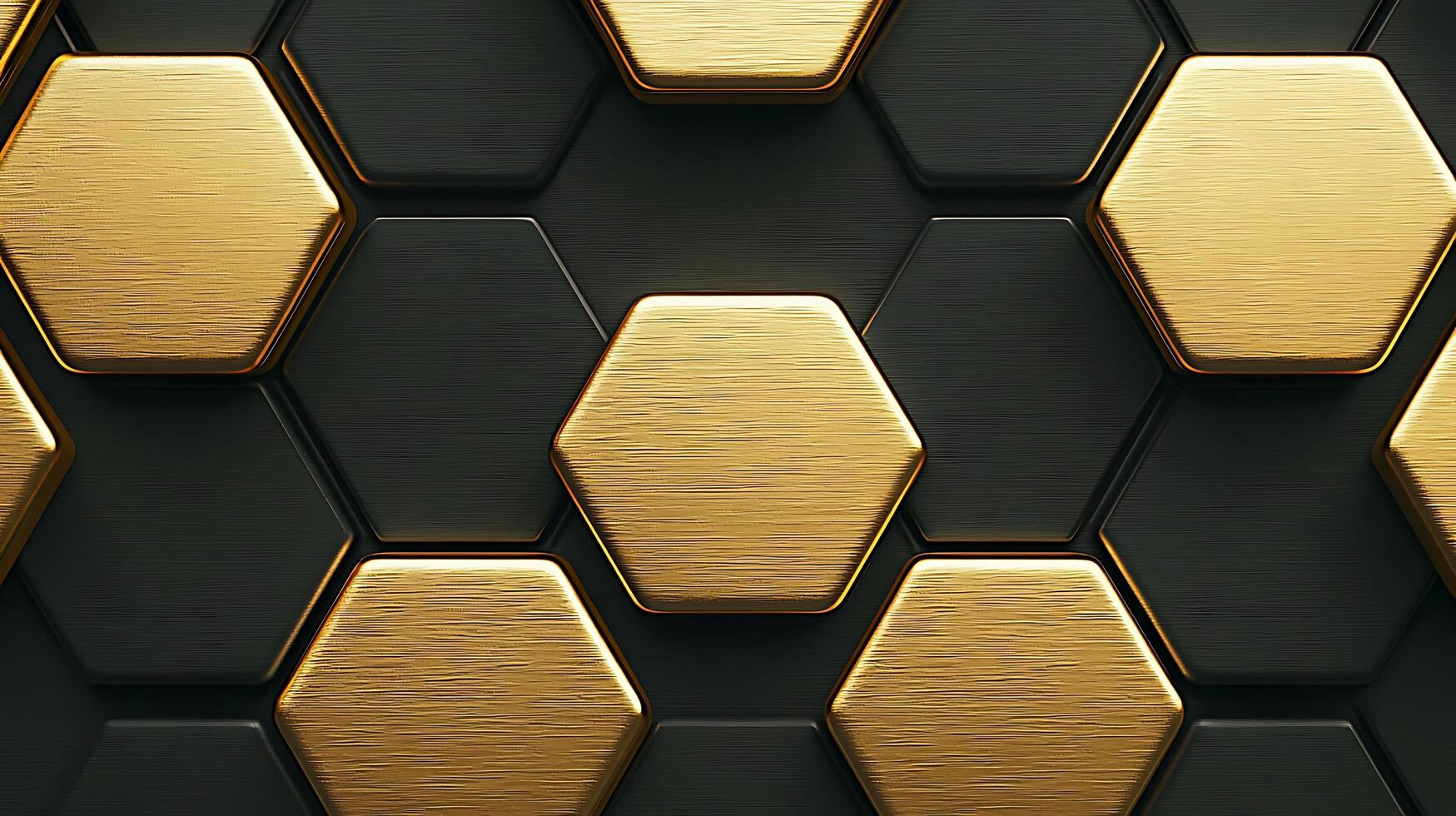Close-up view of a textured hexagonal pattern featuring golden and black elements, ideal for backgrounds photo