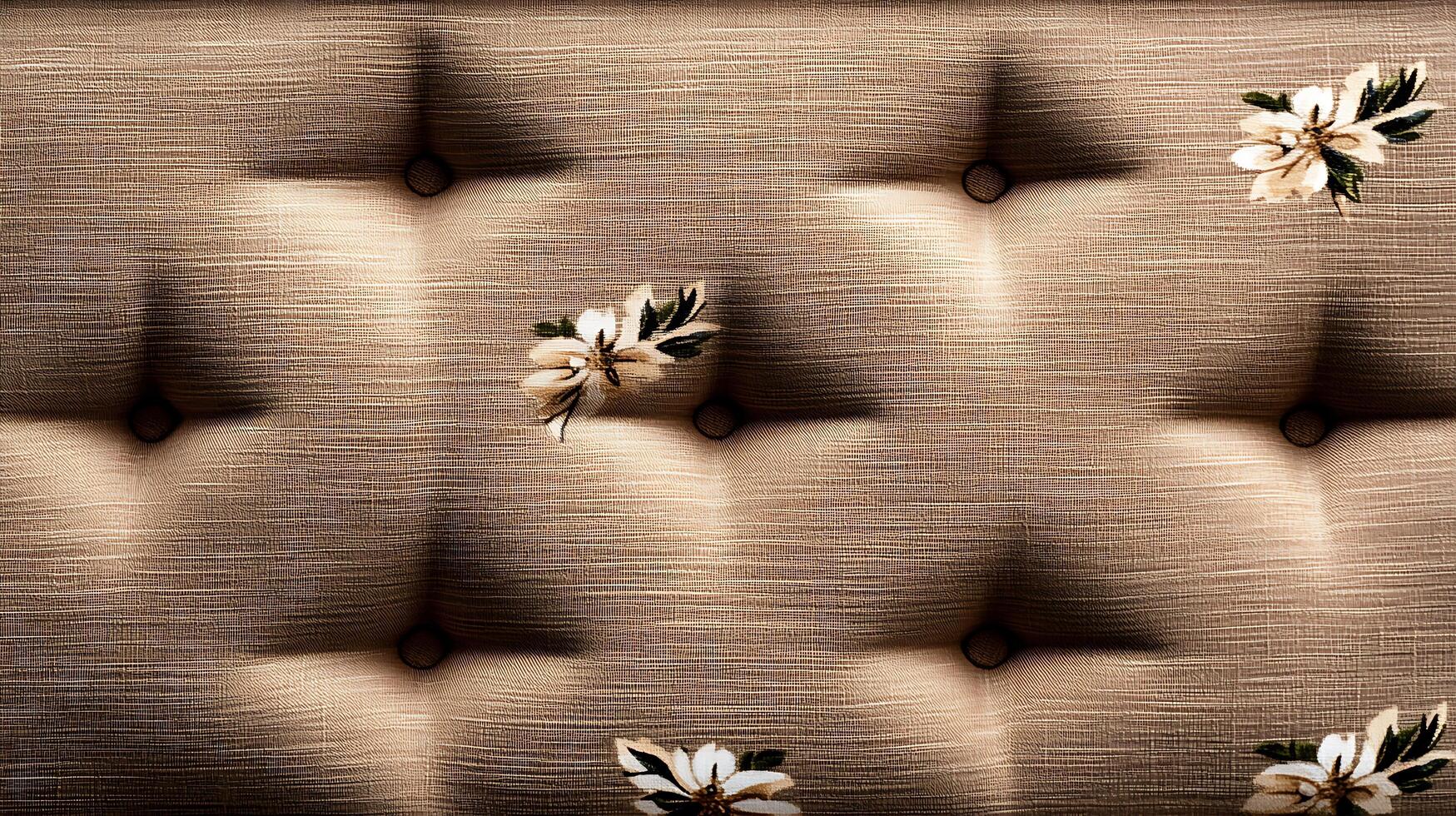 Close-up view of a patterned fabric with floral designs, showcasing texture and detail photo