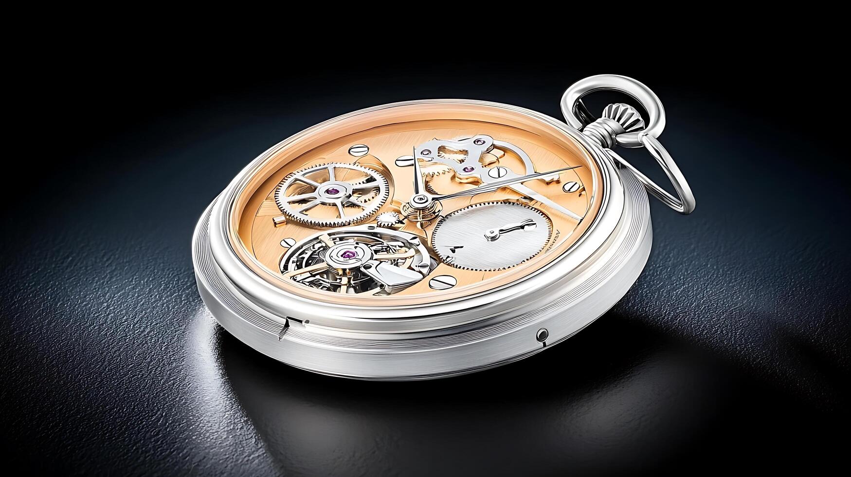 Close-up view of a vintage pocket watch mechanism showcasing intricate gears and craftsmanship photo