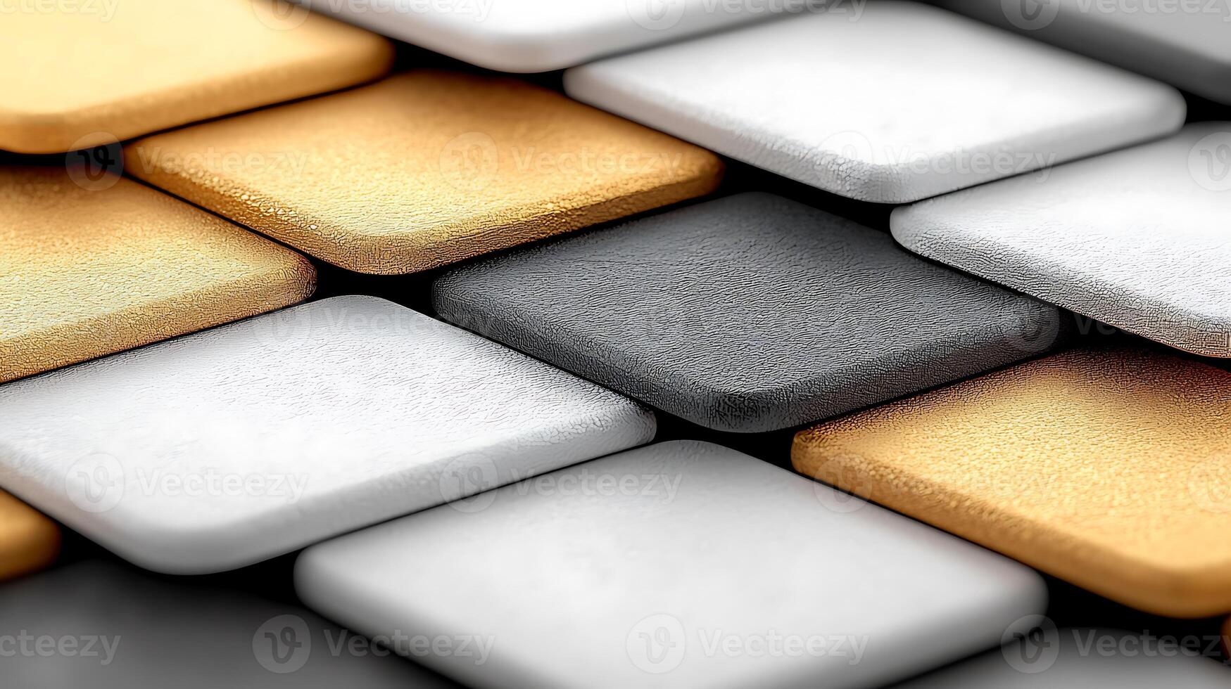 Close-up view of interlocking textured tiles in various colors arranged in a modern pattern photo