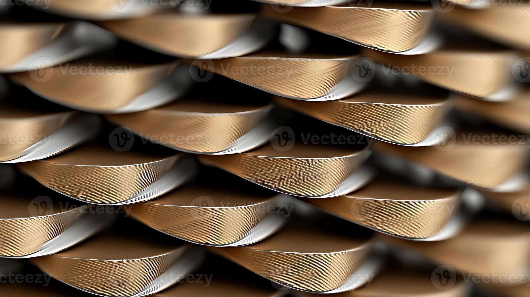 Close-up view of metallic layered textures showcasing intricate patterns and reflections photo
