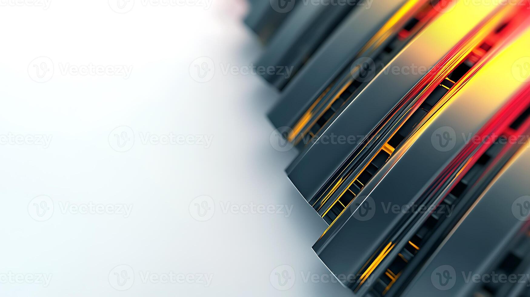 Close-up view of sleek metallic curves with vibrant colors against a minimalist background photo