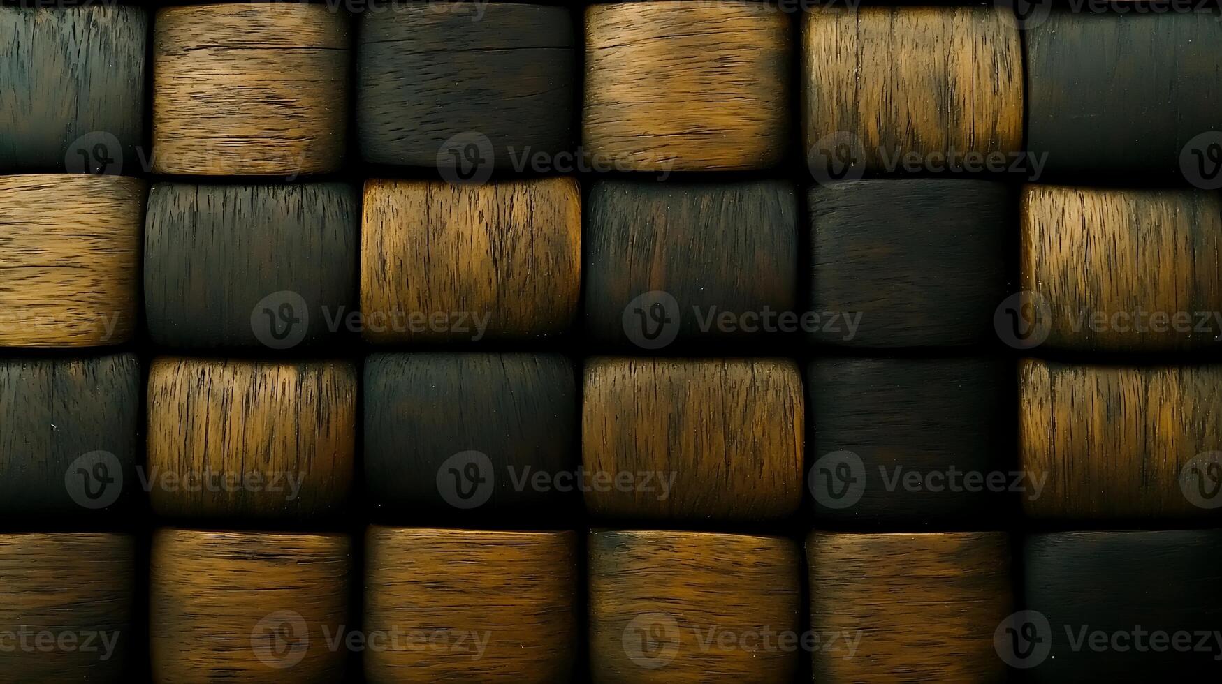 Close-up view of wooden blocks arranged in a pattern showcasing rich textures and colors photo