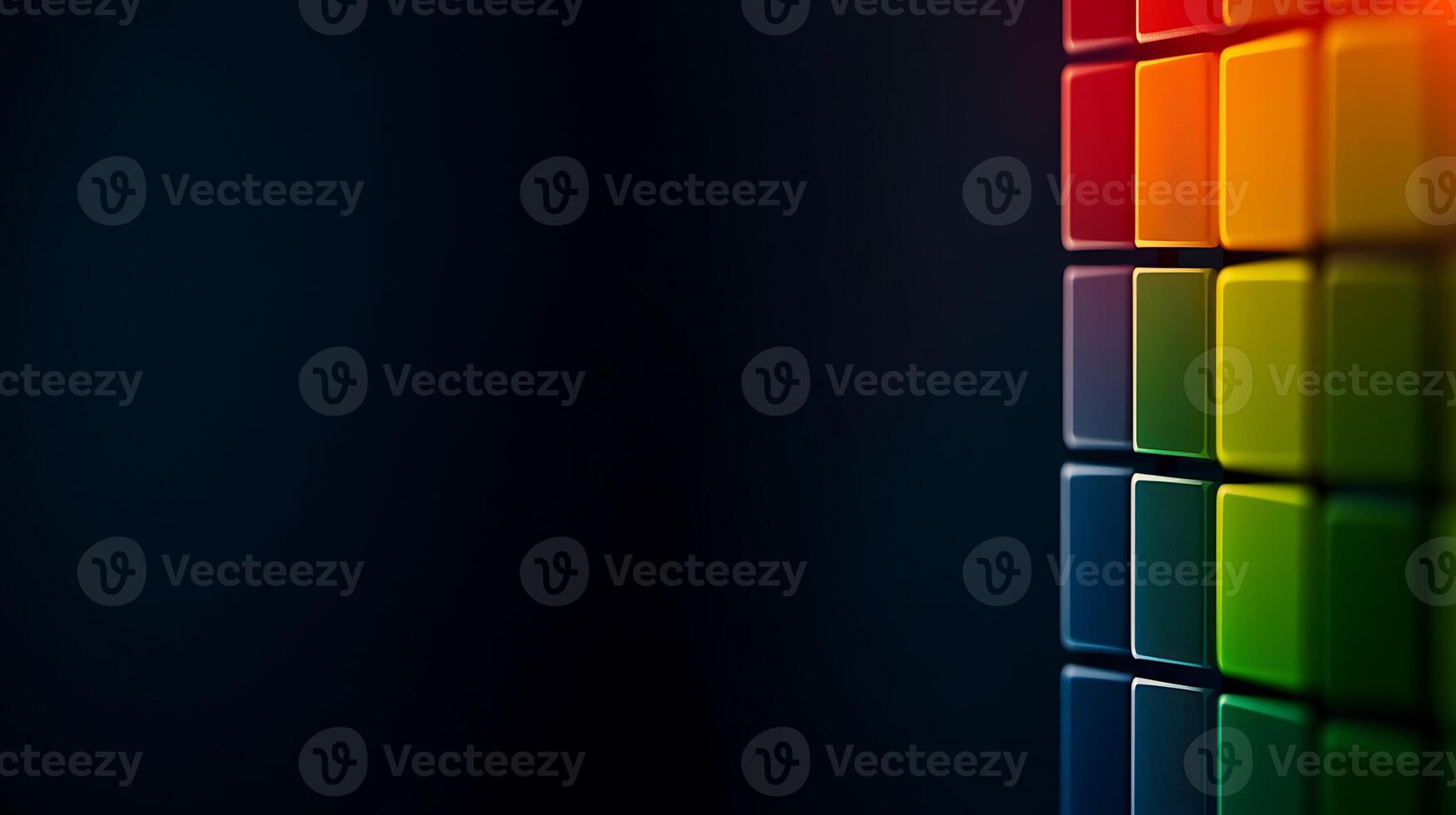 Colorful abstract arrangement of squares on a dark background, creating a vibrant visual effect photo
