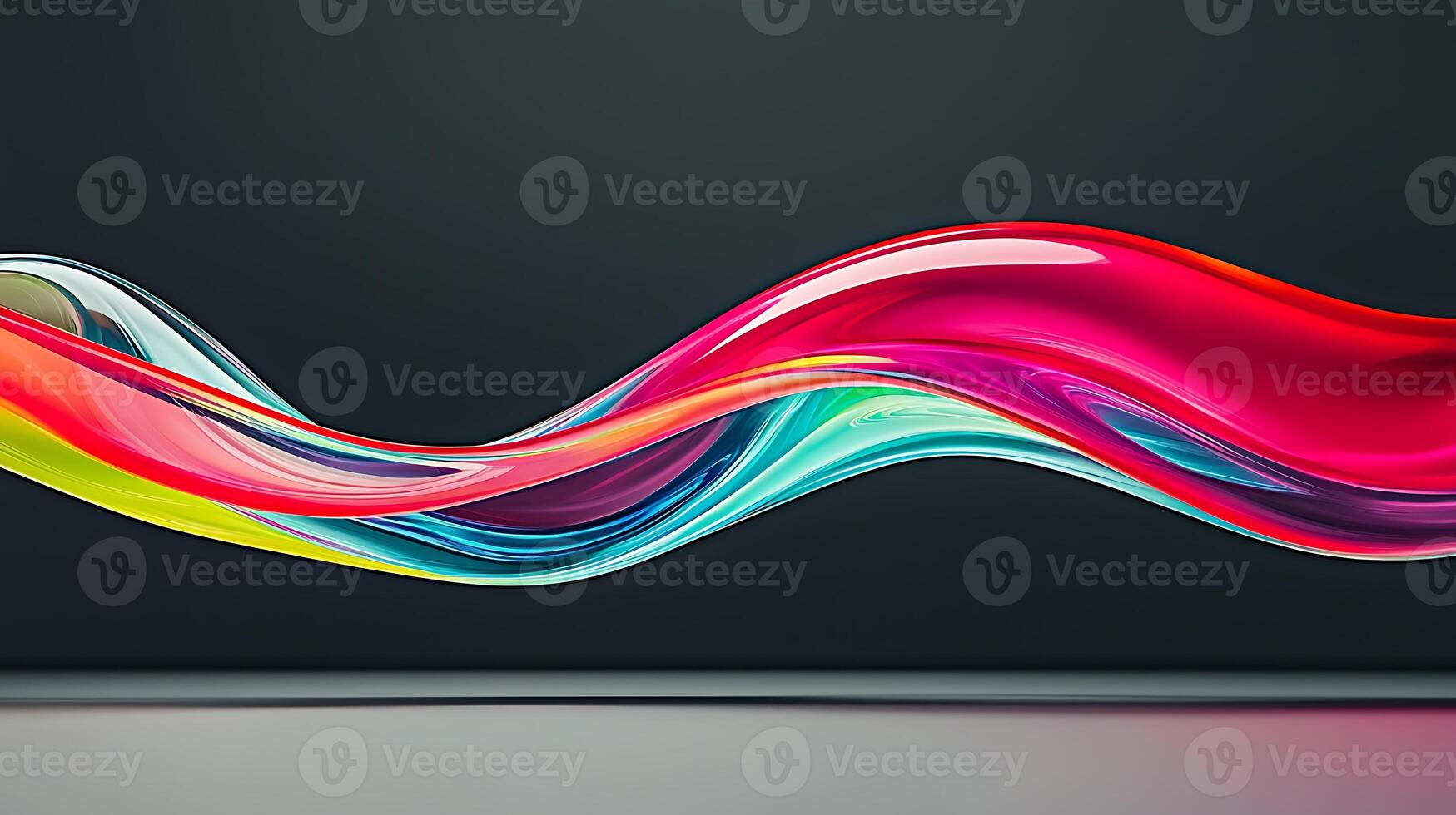 Colorful abstract wave design flowing across a dark background, showcasing vibrant hues and smooth curves photo