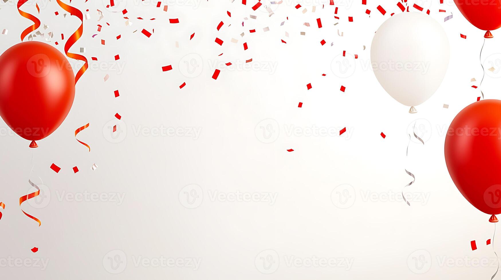 Colorful balloons and confetti celebrating a festive occasion against a white background photo